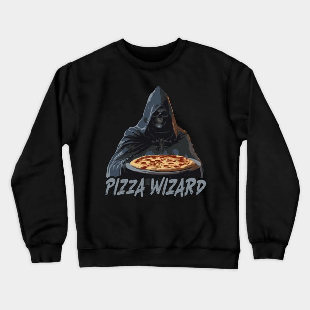 Pizza Wizard // Grim Reaper Pizza Lover Crewneck Sweatshirt by Trendsdk